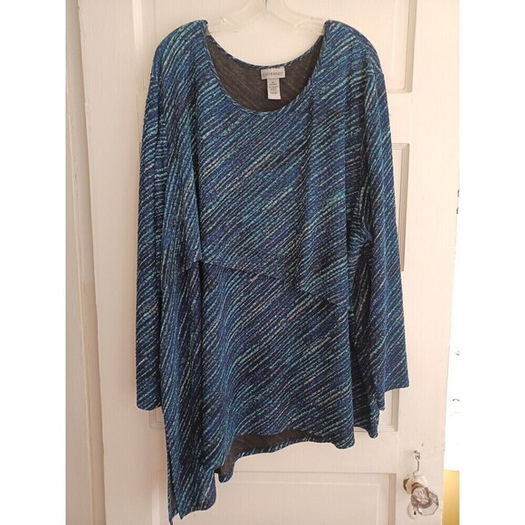 Catherines asymetric knit tunic top 5X plus sleeves stretch layered work/ play - Picture 1 of 12